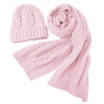 Wholesale braided Knit Scarf Cuffed Beanie Set One Fits Most Polyester