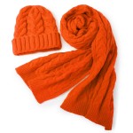 Wholesale braided Knit Scarf Cuffed Beanie Set One Fits Most Polyester