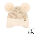 Wholesale c C BB HTE Baby Fur Earflap Pom Pom Beanie Acrylic Polyester Nylon Cuf