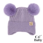 Wholesale c C BB HTE Baby Fur Earflap Pom Pom Beanie Acrylic Polyester Nylon Cuf