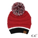 Wholesale c C HAT College Football Team Color Pom Beanie Acrylic One Fits Most