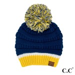 Wholesale c C HAT College Football Team Color Pom Beanie Acrylic One Fits Most