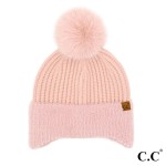 Wholesale c C HTE Fur Earflap Pom Beanie Acrylic Polyester Nylon Cuff Nylon One