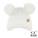 Wholesale c C KD HTE Kids Fur Earflap Pom Pom Beanie Body Acrylic Polyester Nylo