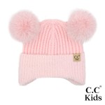 Wholesale c C KD HTE Kids Fur Earflap Pom Pom Beanie Body Acrylic Polyester Nylo