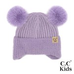 Wholesale c C KD HTE Kids Fur Earflap Pom Pom Beanie Body Acrylic Polyester Nylo