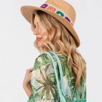 Wholesale braided Straw Panama Hat Granny Square Crochet Band One Fits Most Brim