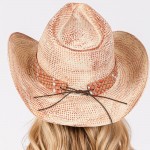 Wholesale distressed Woven Cowboy Hat Vegan Leather Band One Fits Most Paper Str