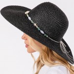 Wholesale brim Sun Hat Beaded Stone Rocks Star Stone Band One Fits Most Adjusta