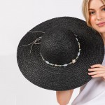 Wholesale brim Sun Hat Beaded Stone Rocks Star Stone Band One Fits Most Adjusta