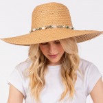 Wholesale brim Sun Hat Beaded Stone Rocks Star Stone Band One Fits Most Adjusta