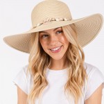 Wholesale brim Sun Hat Braided Band Shells One Fits Most Adjustable Drawstring