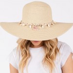 Wholesale brim Sun Hat Braided Band Shells One Fits Most Adjustable Drawstring