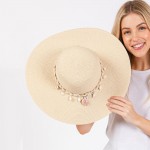 Wholesale brim Sun Hat Braided Band Shells One Fits Most Adjustable Drawstring