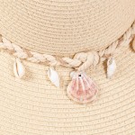 Wholesale brim Sun Hat Braided Band Shells One Fits Most Adjustable Drawstring