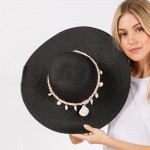 Wholesale brim Sun Hat Braided Band Shells One Fits Most Adjustable Drawstring
