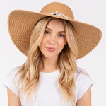 Wholesale brim Sun Hat Braided Band Shells One Fits Most Adjustable Drawstring