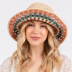 Wholesale woven Straw Sun Hat One Fits Most Adjustable Drawstring Hat Brim W Pap