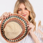 Wholesale woven Straw Sun Hat One Fits Most Adjustable Drawstring Hat Brim W Pap
