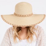 Wholesale two Woven Straw Sun Hat One Fits Most Adjustable Drawstring Hat Brim W