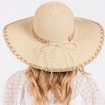 Wholesale two Woven Straw Sun Hat One Fits Most Adjustable Drawstring Hat Brim W