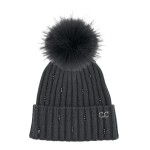 C.C HTC0069
Glass Bead Embellishment Cuff Beanie With Faux Fur Pom.

- 30% Viscose / 10% Angora / 60% Nylon
- One Size
