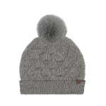 C.C HTE0173
Leaf Pattern Faux Fur Pom Beanie 

- 60% Recycled Polyester / 40% Polyester 
- One Size Fits Most