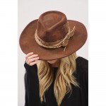 Wholesale rustic Cowgirl Fedora Hat Distressed Fabric Band Versatile Shapeable O