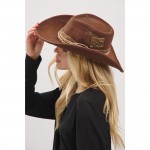 Wholesale rustic Cowgirl Fedora Hat Distressed Fabric Band Versatile Shapeable O
