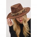 Wholesale rustic Cowgirl Fedora Hat Feather Distressed Fabric Band Versatile Sha