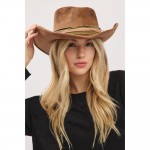 Wholesale rustic Cowgirl Fedora Hat Distressed Fabric Band Versatile Shapeable O