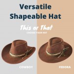 Wholesale rustic Cowgirl Fedora Hat Distressed Fabric Braided Suede Band Versati