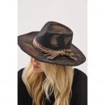 Wholesale rustic Cowgirl Fedora Hat Feather Distressed Fabric Band Versatile Sha