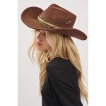 Wholesale rustic Cowgirl Fedora Hat Distressed Fabric Suede Band Versatile Shape
