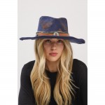 Wholesale rustic Cowgirl Fedora Hat Distressed Fabric Suede Band Versatile Shape