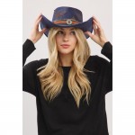 Wholesale rustic Cowgirl Fedora Hat Distressed Fabric Suede Band Versatile Shape