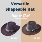 Wholesale rustic Cowgirl Fedora Hat Distressed Fabric Beaded Band Versatile Shap