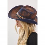 Wholesale rustic Cowgirl Fedora Hat Distressed Fabric Beaded Band Versatile Shap