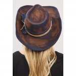 Wholesale rustic Cowgirl Fedora Hat Distressed Fabric Beaded Band Versatile Shap