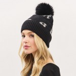 Wholesale fuzzy Cuff Pom Beanie Plaid Detail Soft Fuzzy Inside One Fits Most Acr