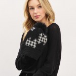 Wholesale fuzzy Cuff Pom Beanie Plaid Detail Soft Fuzzy Inside One Fits Most Acr