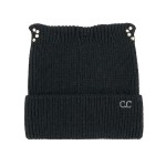 Wholesale c C HTC Cable Knit Tinsel Beanie Rhinestone Cat Ear Detail Nylon Visco