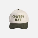 "COWBOY HAT" Embroidered Two Tone Faux Suede Bill Baseball Cap 

- One Size Fits Most 
- Snap Back Closure 
- 100% Cotton