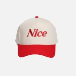 "Nice" Embroidered Two Tone Baseball Cap

- One Size Fits Most
- Snap Back Closure
- 100% Cotton