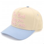 C.C TCM0052
"You Look Like You Love Me" Embroidered Three Tone baseball Cap 

- One Size Fits Most 
- Snap Back Closure 
- 100% Cotton 