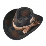 Wholesale rustic Cowgirl Fedora Hat Distressed Fabric Band Versatile Shapeable O