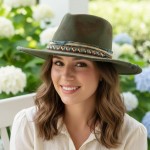Wholesale rustic Cowgirl Fedora Hat Distressed Fabric Beaded Band Versatile Shap