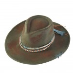 Wholesale rustic Cowgirl Fedora Hat Distressed Fabric Beaded Band Versatile Shap