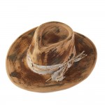 Wholesale rustic Cowgirl Fedora Hat Distressed Fabric Band Versatile Shapeable O