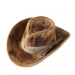 Wholesale rustic Cowgirl Fedora Hat Distressed Fabric Band Versatile Shapeable O